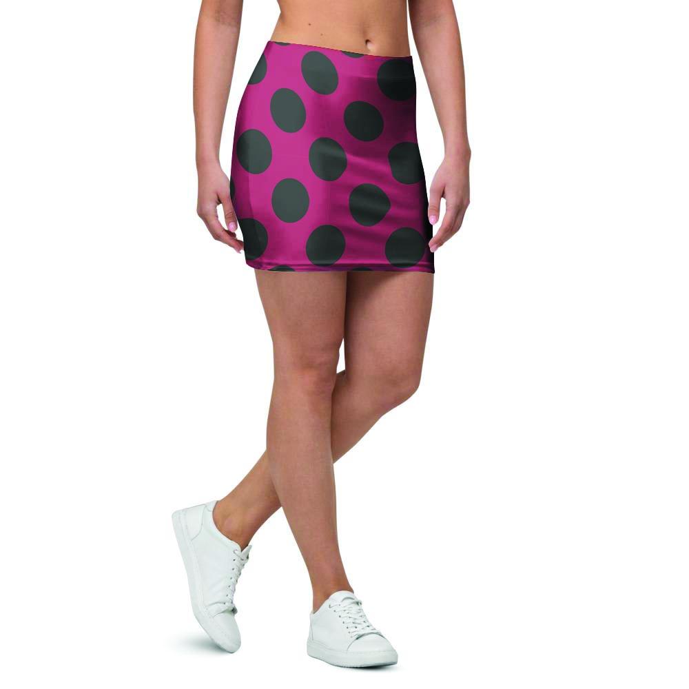 Red And Black Polka Dot Mini Skirt-grizzshop