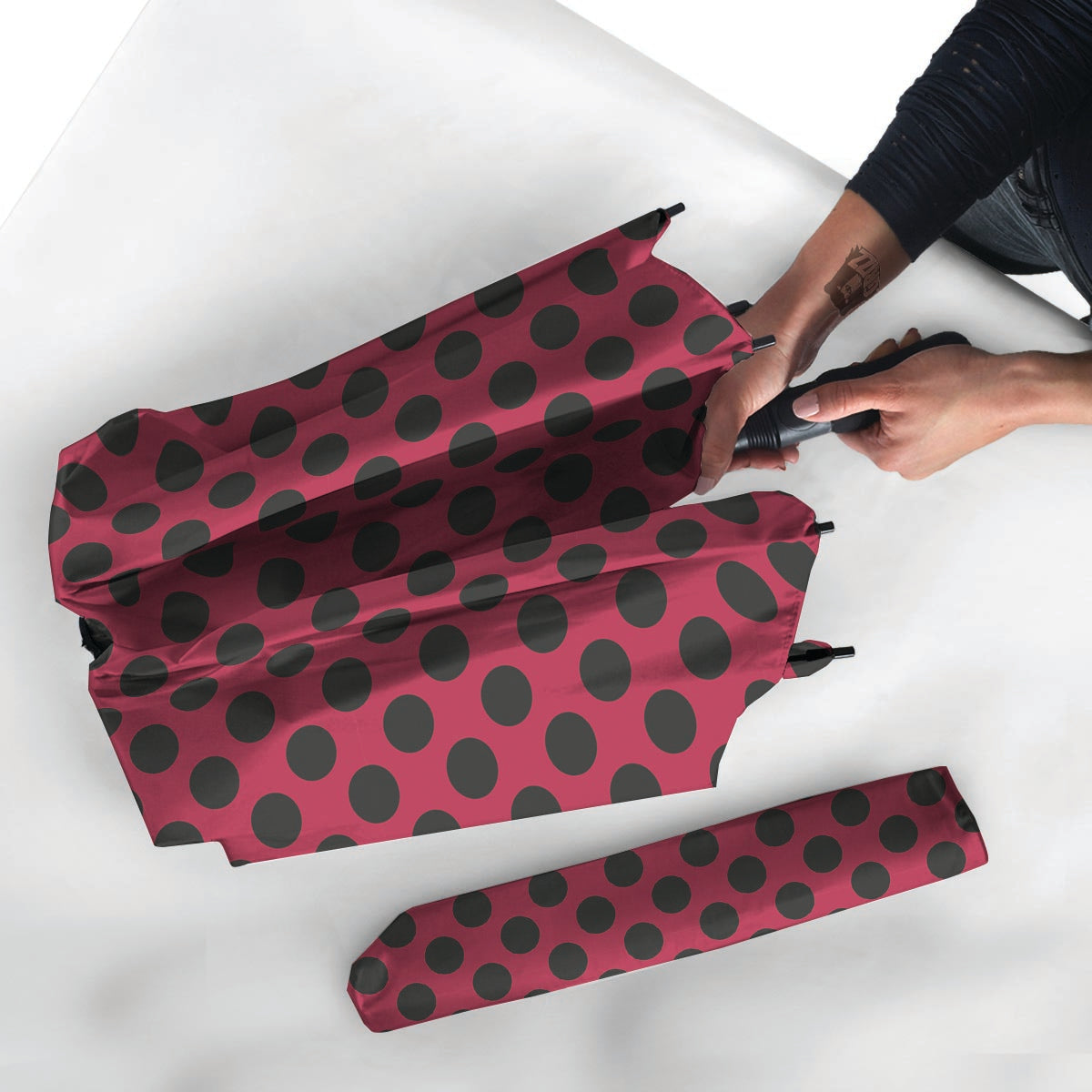 Red And Black Polka Dot Umbrella-grizzshop