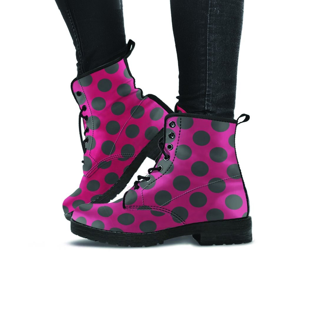 Red And Black Polka Dot Women's Boots-grizzshop