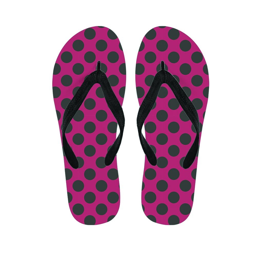 Red And Black Polka Dot Women's Flip Flops-grizzshop