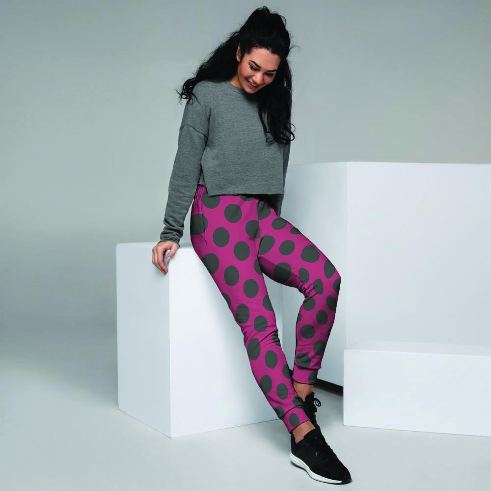 Red And Black Polka Dot Women's Joggers-grizzshop