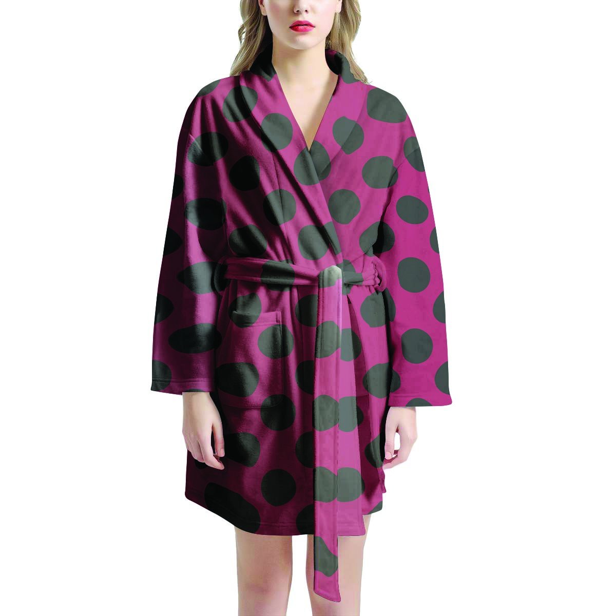 Red And Black Polka Dot Women's Robe-grizzshop