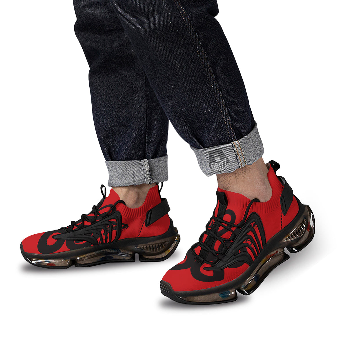 Red And Black Snakes Sign Print Black Gym Shoes-grizzshop