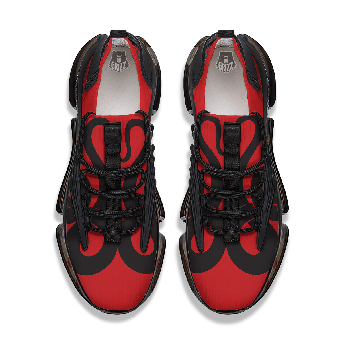 Red And Black Snakes Sign Print Black Gym Shoes-grizzshop