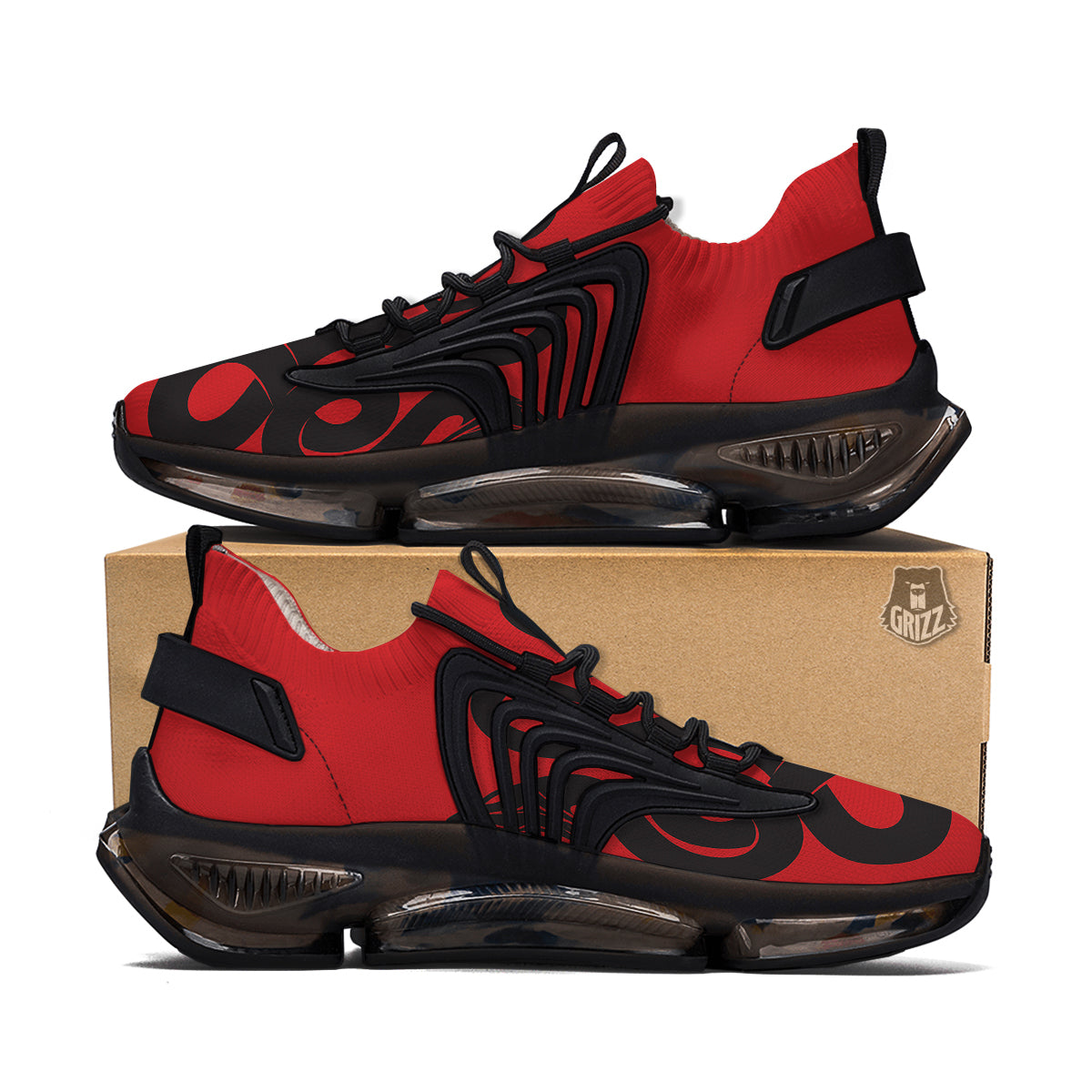 Red And Black Snakes Sign Print Black Gym Shoes-grizzshop