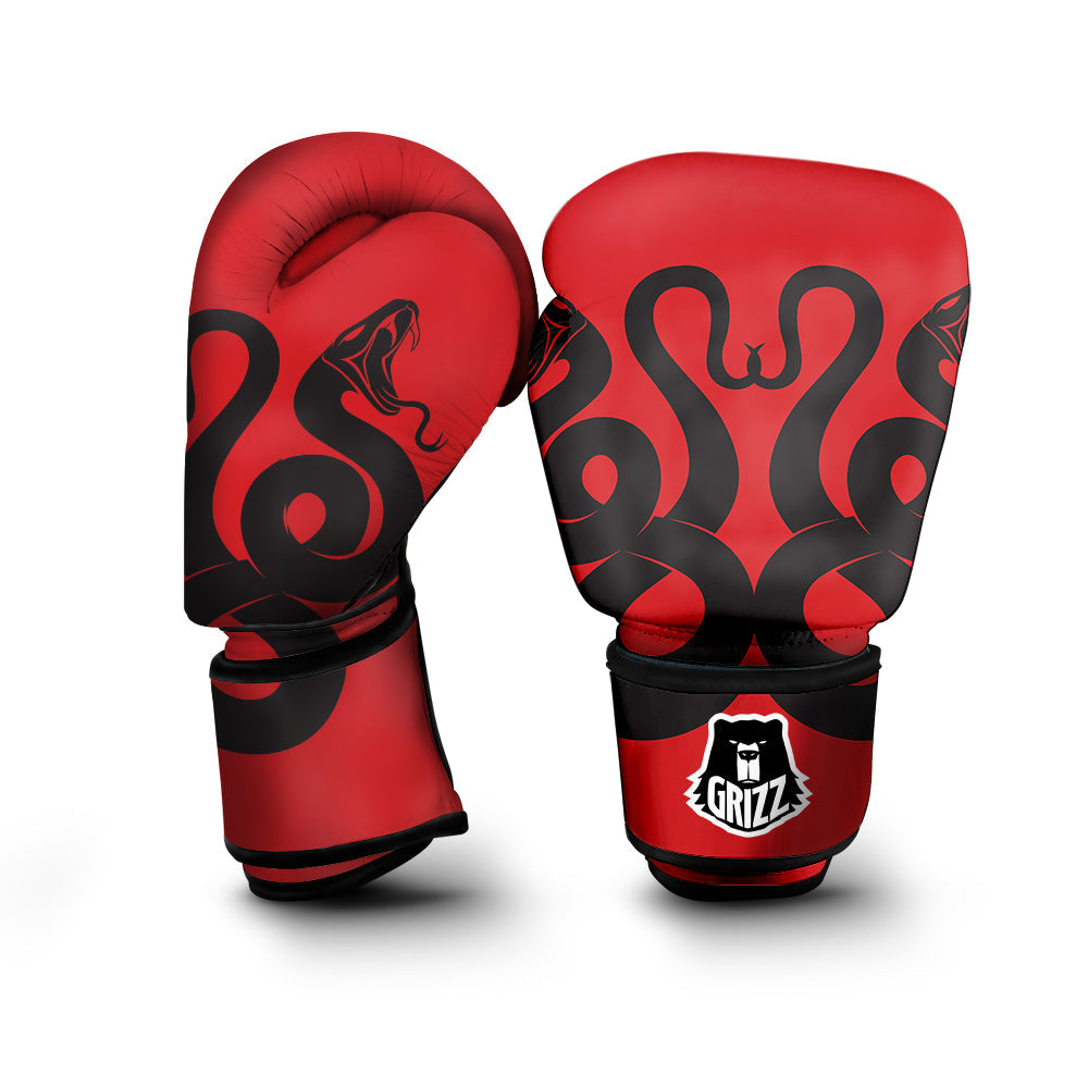 Red And Black Snakes Sign Print Boxing Gloves-grizzshop