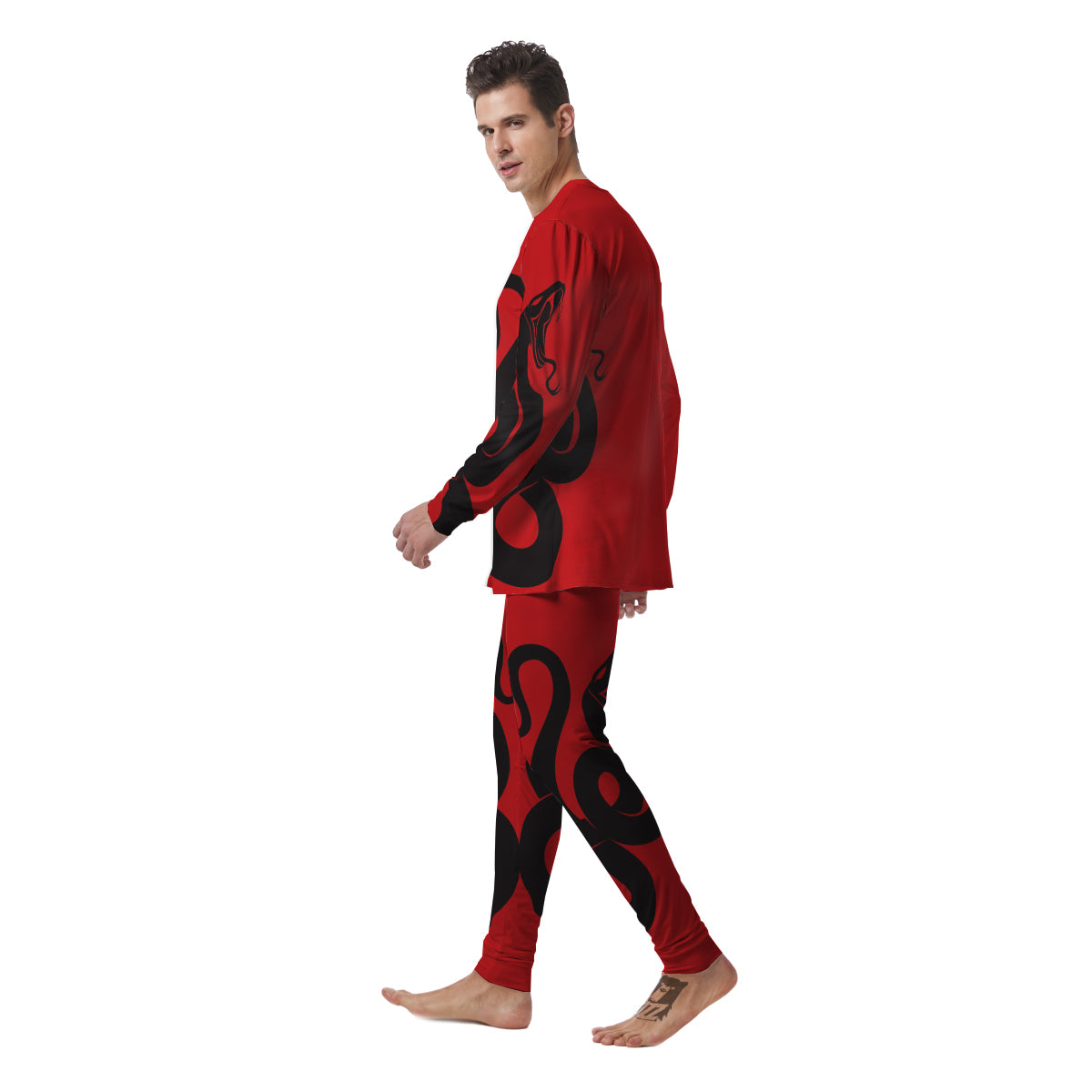 Red And Black Snakes Sign Print Men's Pajamas-grizzshop