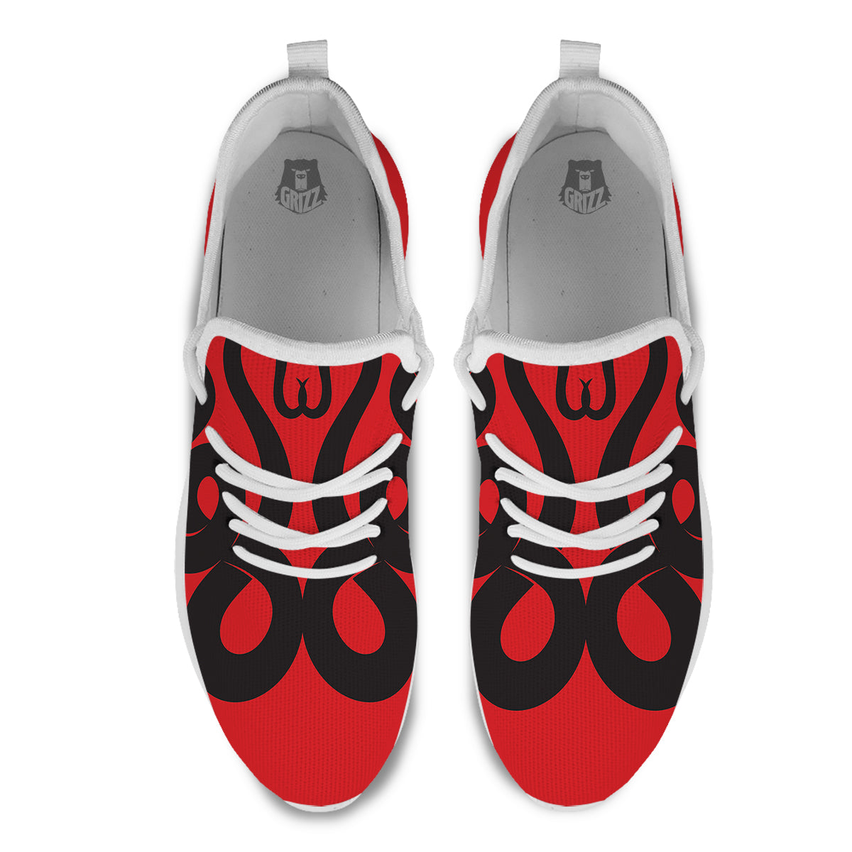 Red And Black Snakes Sign Print White Athletic Shoes-grizzshop