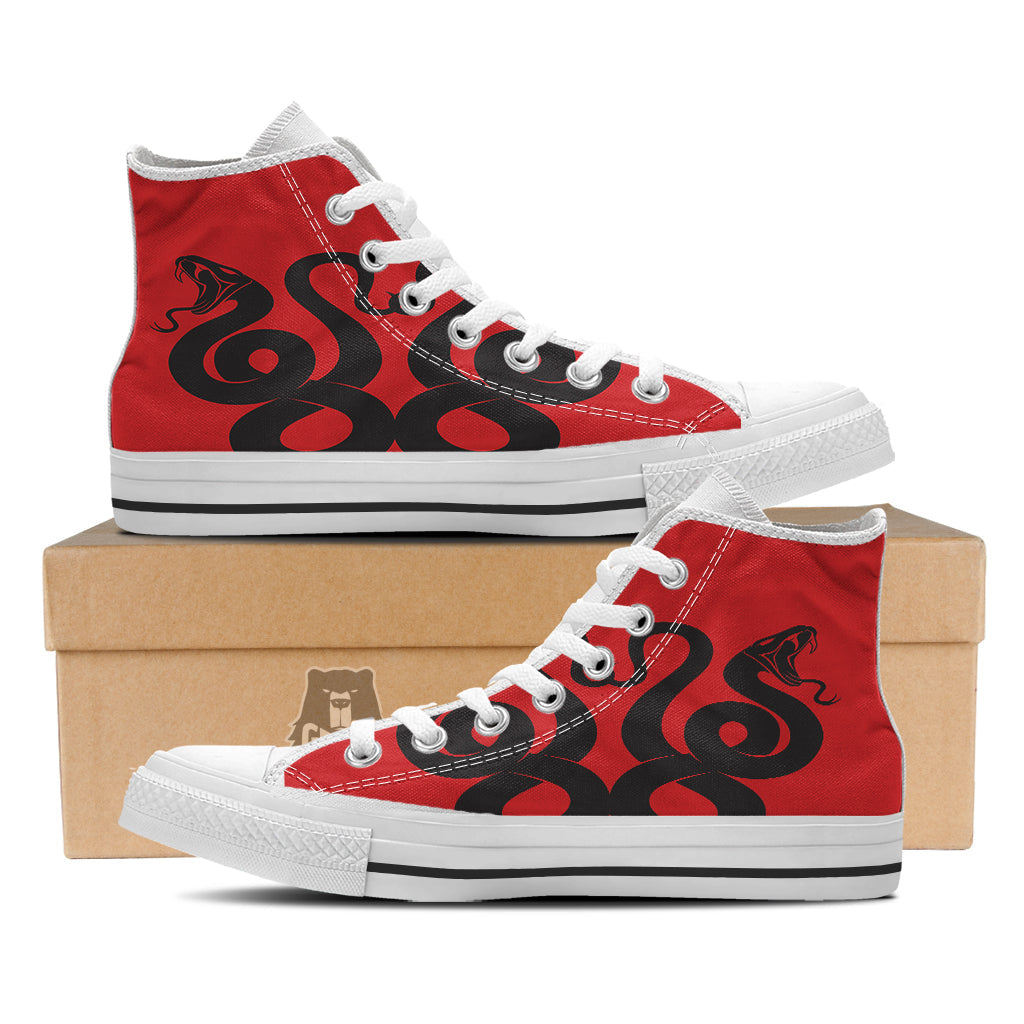 Red And Black Snakes Sign Print White High Top Shoes-grizzshop