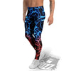 Red And Blue Electrical Print Men's Leggings-grizzshop