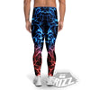 Red And Blue Electrical Print Men's Leggings-grizzshop