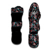 Red And Blue Neon Paisley Floral Print Pattern Muay Thai Shin Guards-grizzshop