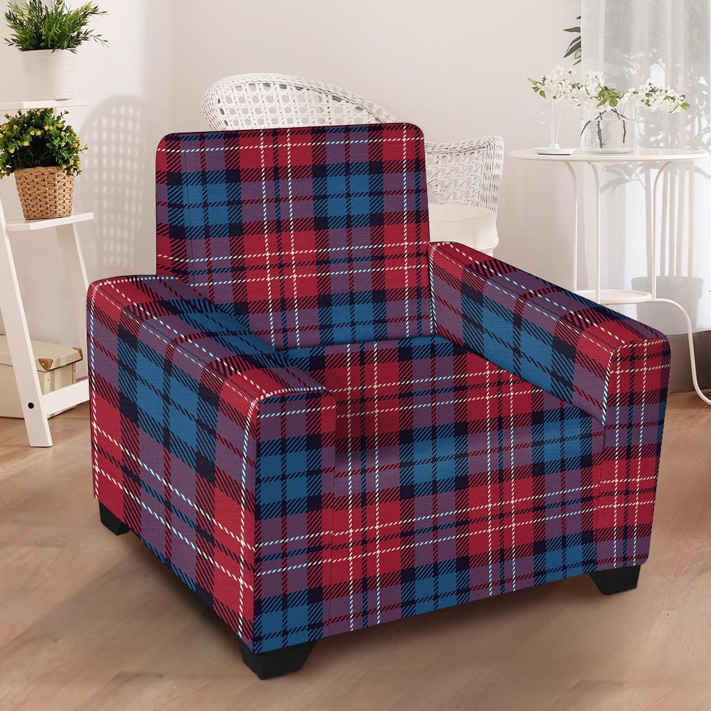 Red And Blue Plaid Tartan Armchair Cover-grizzshop