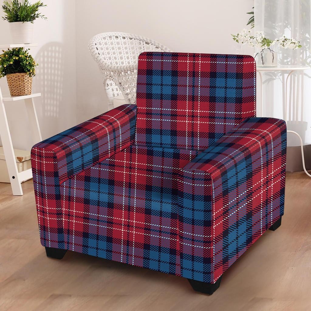 Red And Blue Plaid Tartan Armchair Cover-grizzshop