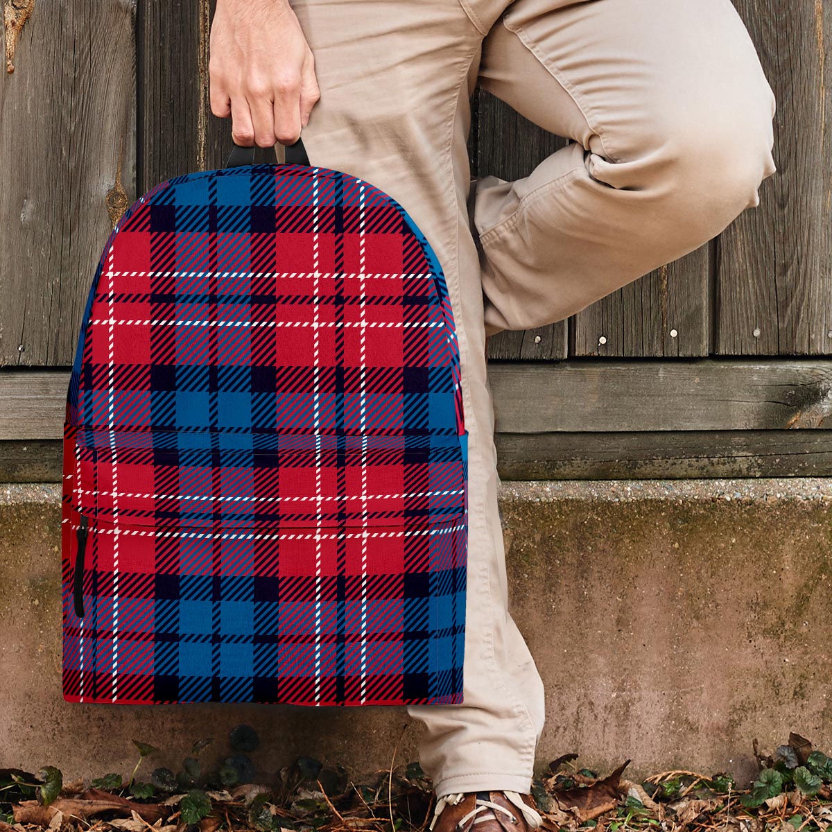 Red And Blue Plaid Tartan Backpack-grizzshop