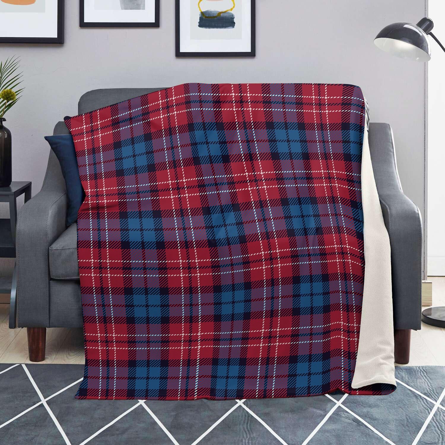 Red And Blue Plaid Tartan Blanket-grizzshop