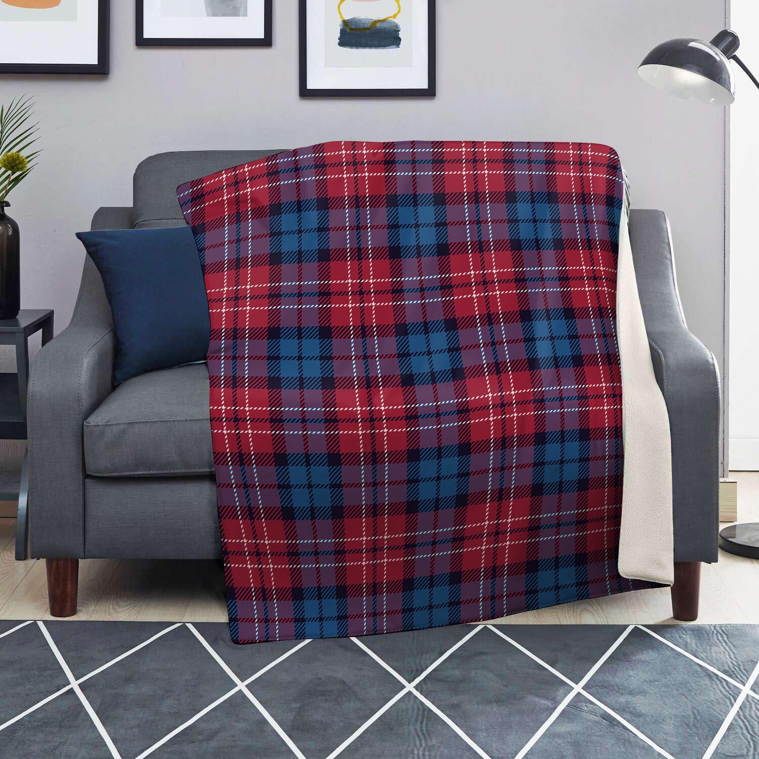 Red And Blue Plaid Tartan Blanket-grizzshop