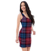 Red And Blue Plaid Tartan Bodycon Dress-grizzshop