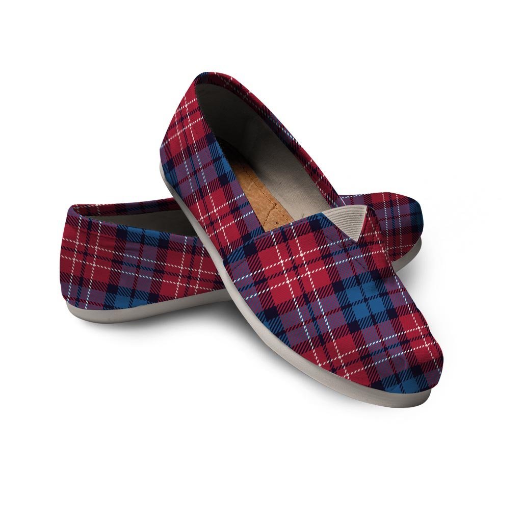 Red And Blue Plaid Tartan Canvas Shoes-grizzshop
