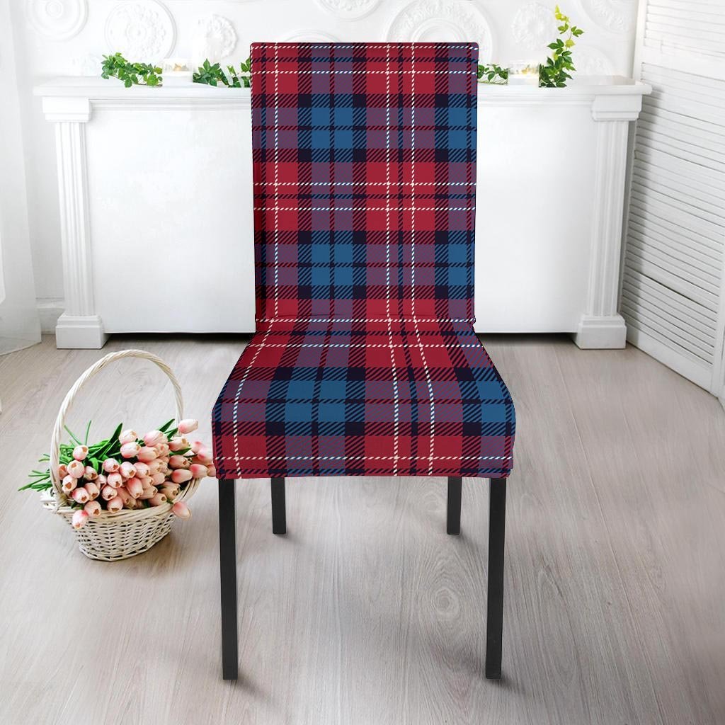 Red And Blue Plaid Tartan Chair Cover-grizzshop
