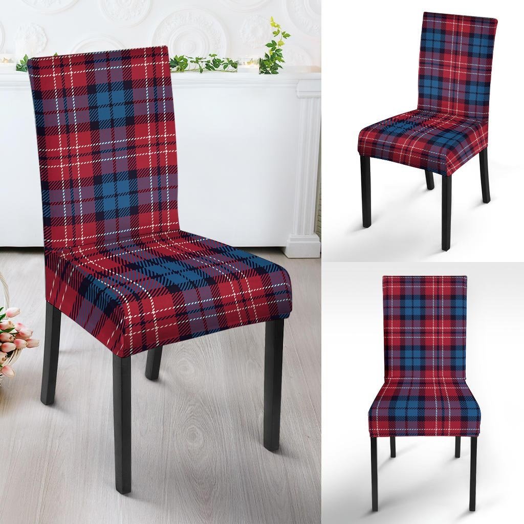 Red And Blue Plaid Tartan Chair Cover-grizzshop