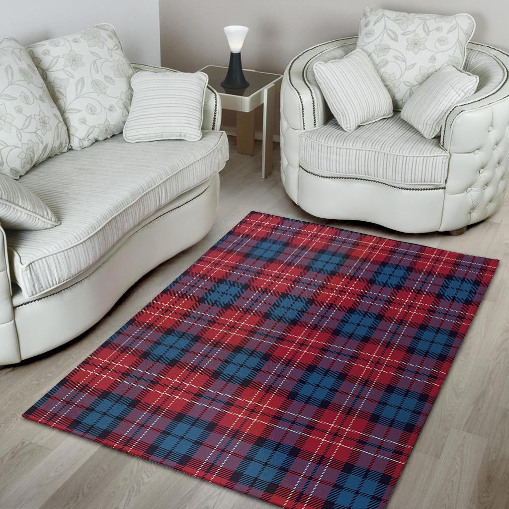 Red And Blue Plaid Tartan Floor Mat-grizzshop