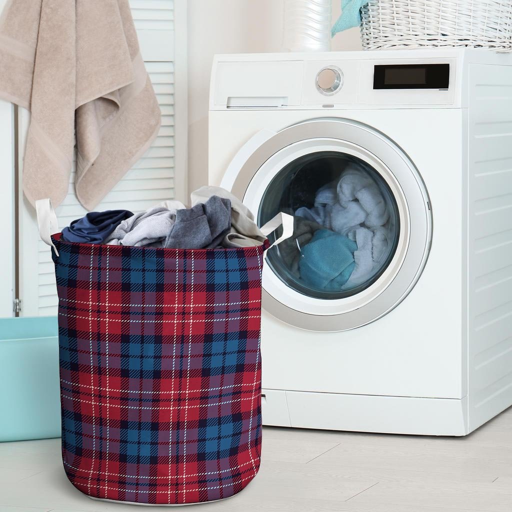 Red And Blue Plaid Tartan Laundry Basket-grizzshop