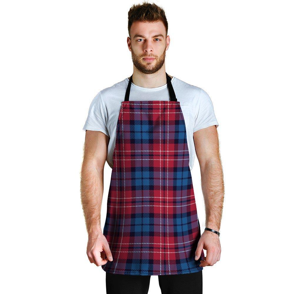 Red And Blue Plaid Tartan Men's Apron-grizzshop