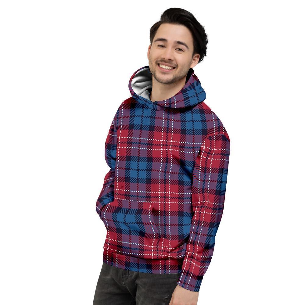 Red And Blue Plaid Tartan Men's Hoodie-grizzshop