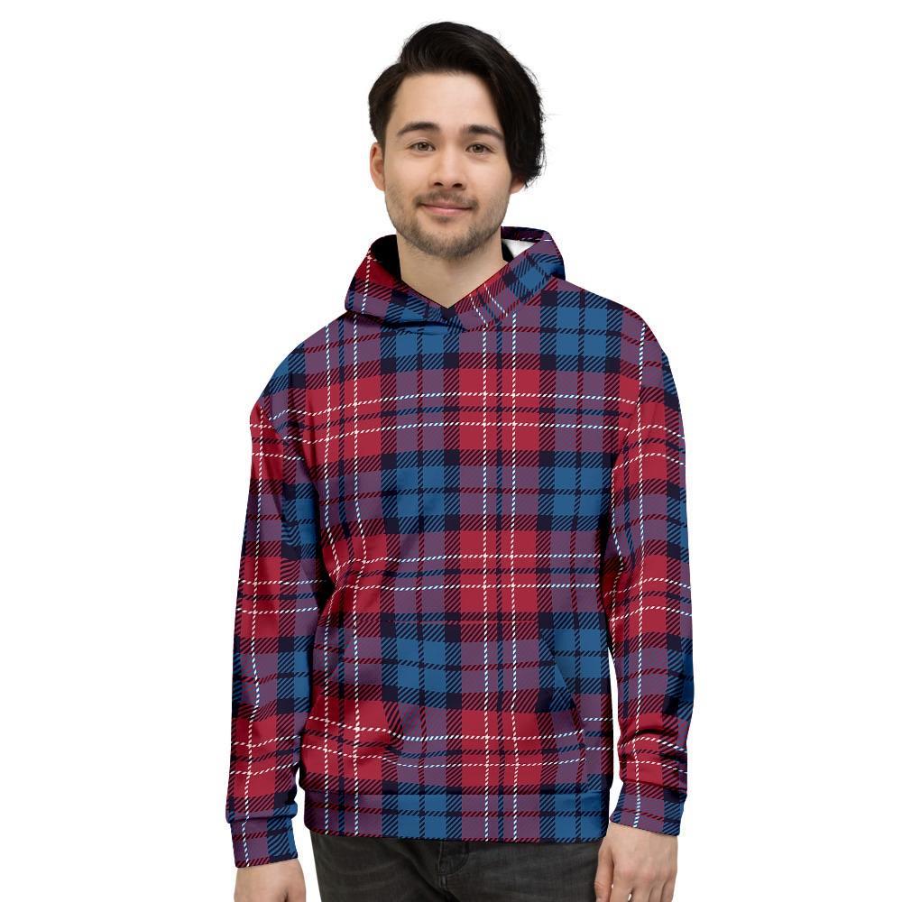 Red And Blue Plaid Tartan Men's Hoodie-grizzshop