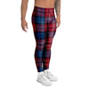 Red And Blue Plaid Tartan Men's Leggings-grizzshop