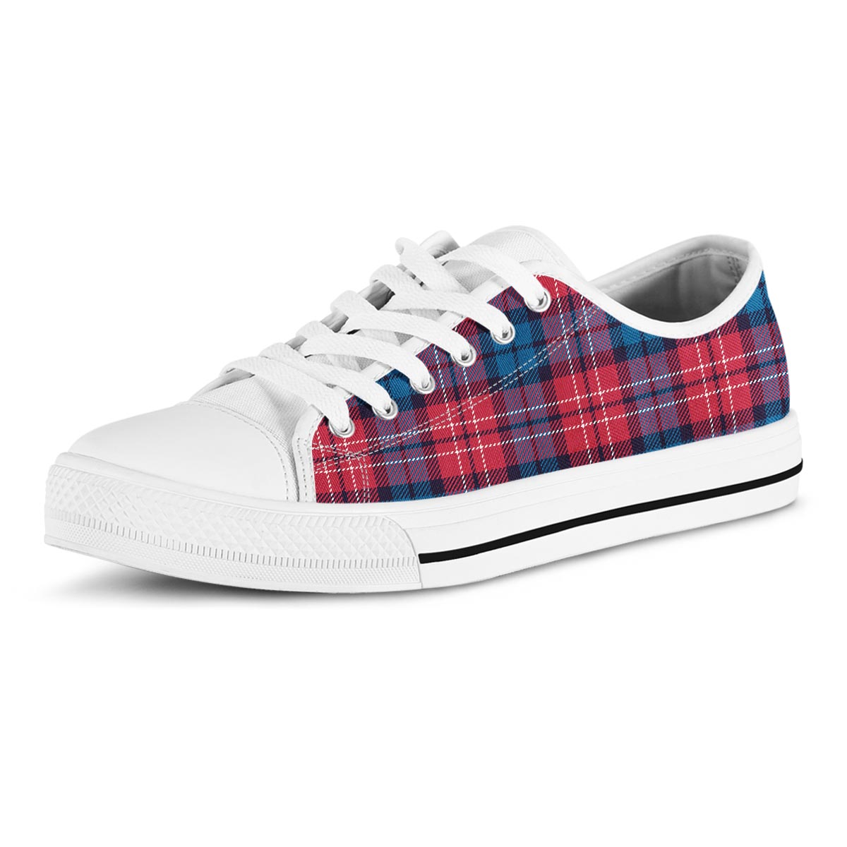 Red And Blue Plaid Tartan Men's Low Top Shoes-grizzshop