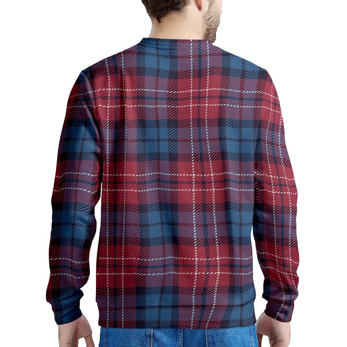 Red And Blue Plaid Tartan Men's Sweatshirt-grizzshop