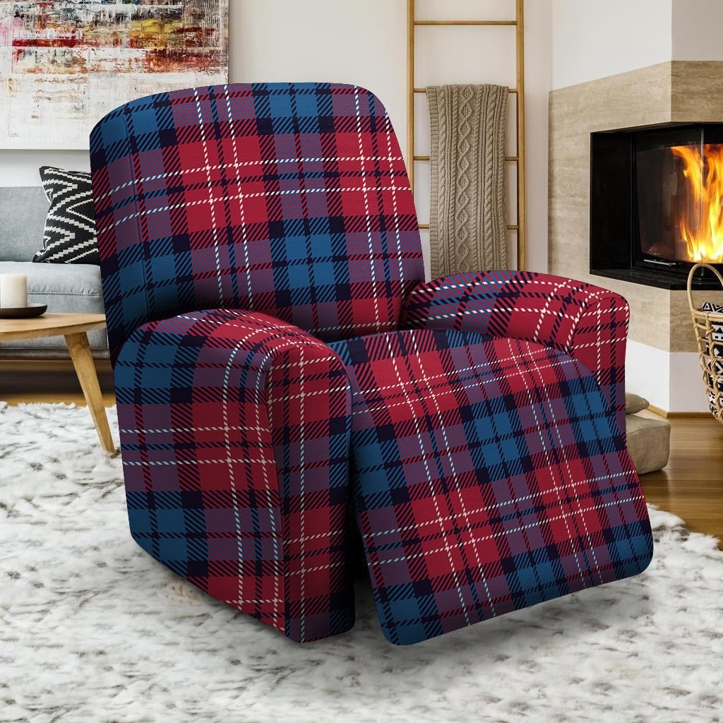 Red And Blue Plaid Tartan Recliner Cover-grizzshop