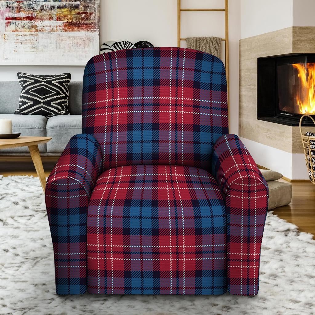 Red And Blue Plaid Tartan Recliner Cover-grizzshop