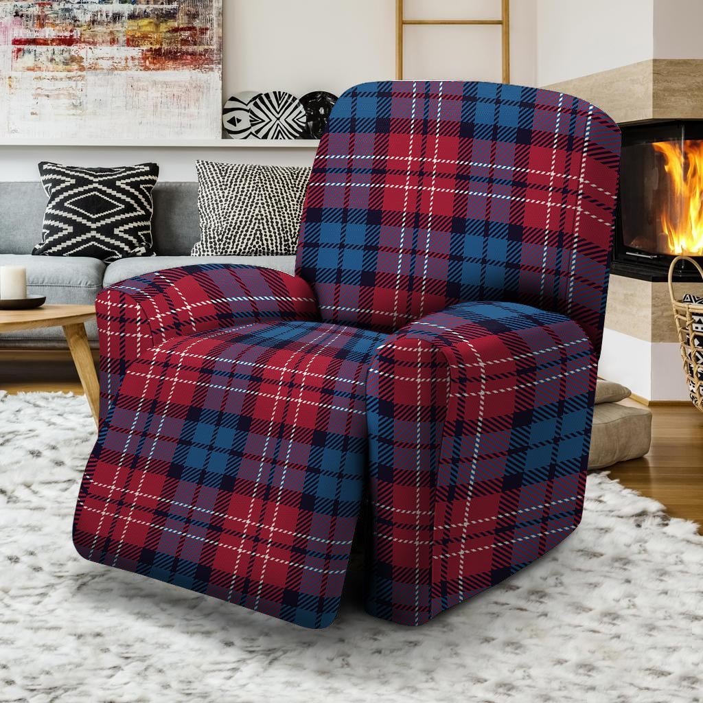 Red And Blue Plaid Tartan Recliner Cover-grizzshop