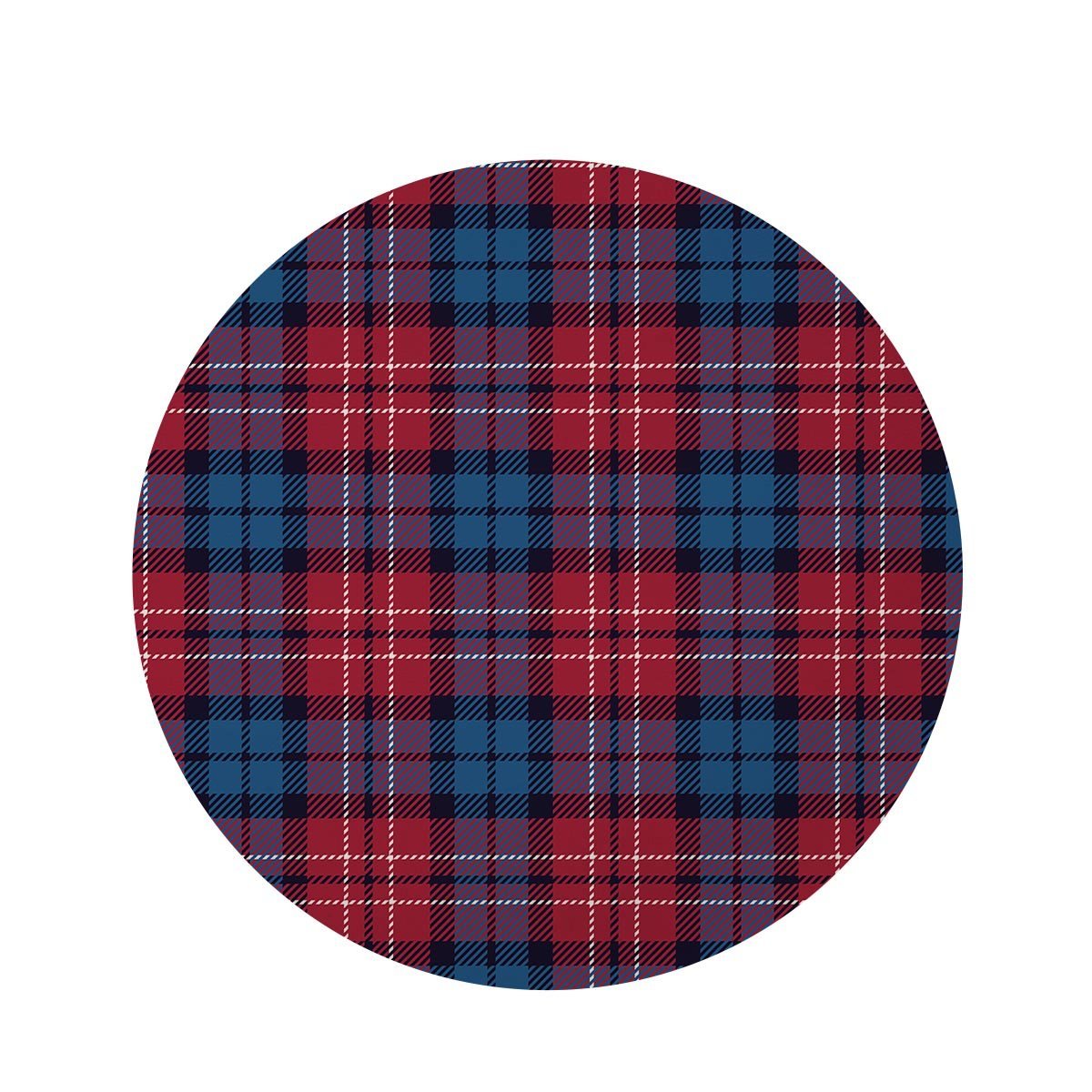 Red And Blue Plaid Tartan Round Rug-grizzshop