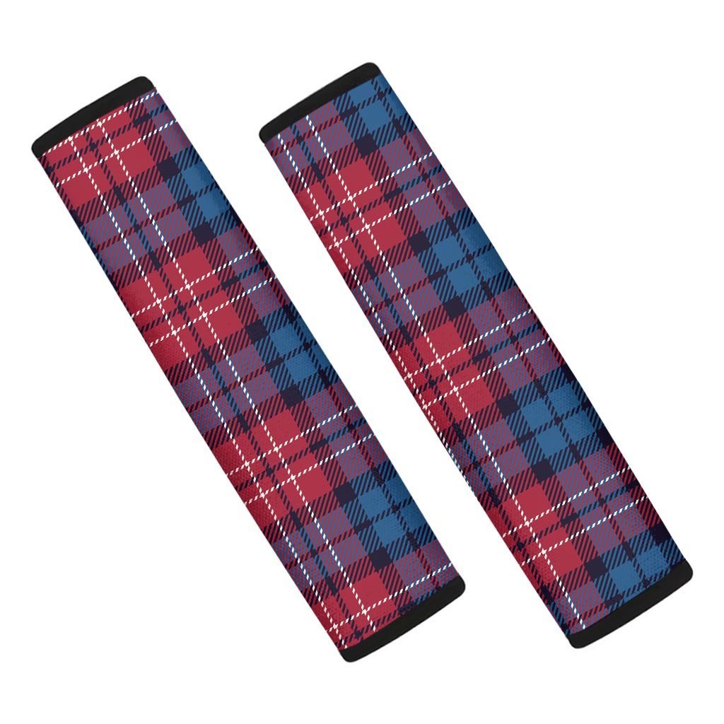 Red And Blue Plaid Tartan Seat Belt Cover-grizzshop