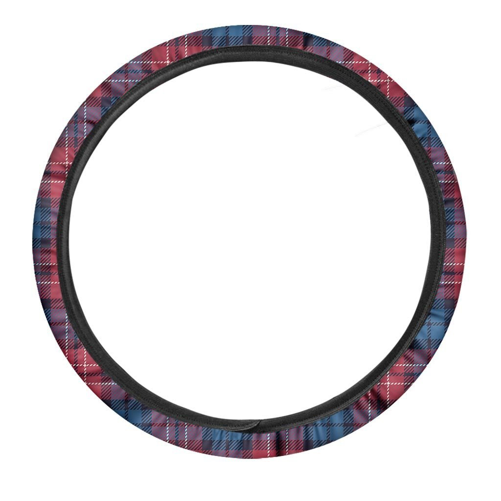 Red And Blue Plaid Tartan Steering Wheel Cover-grizzshop