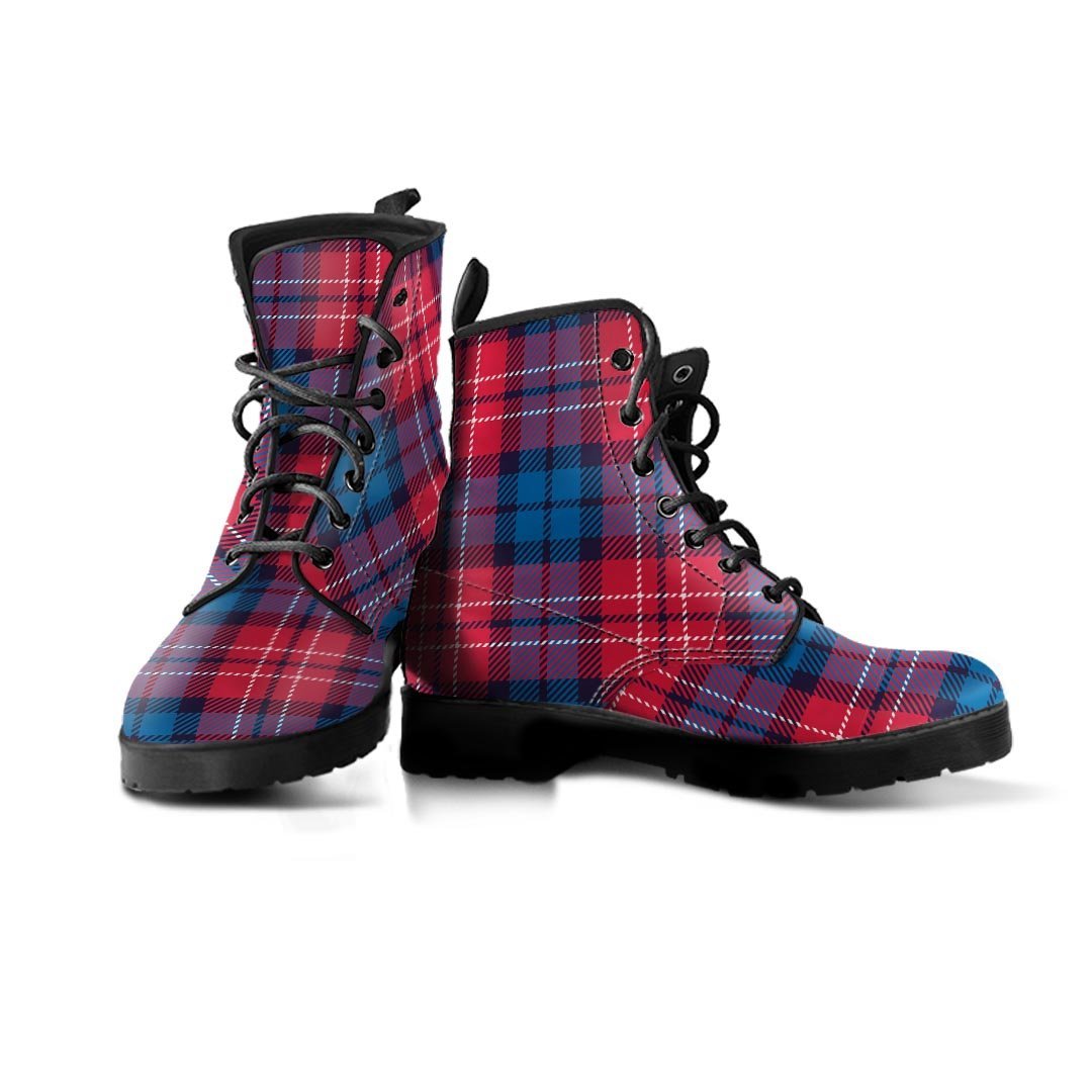 Red And Blue Plaid Tartan Women's Boots-grizzshop