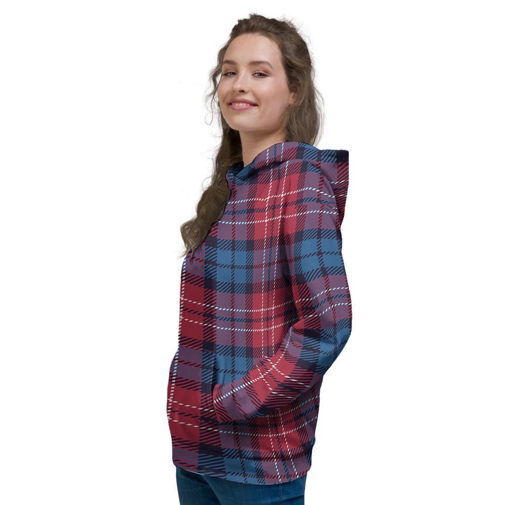 Red And Blue Plaid Tartan Women's Hoodie-grizzshop