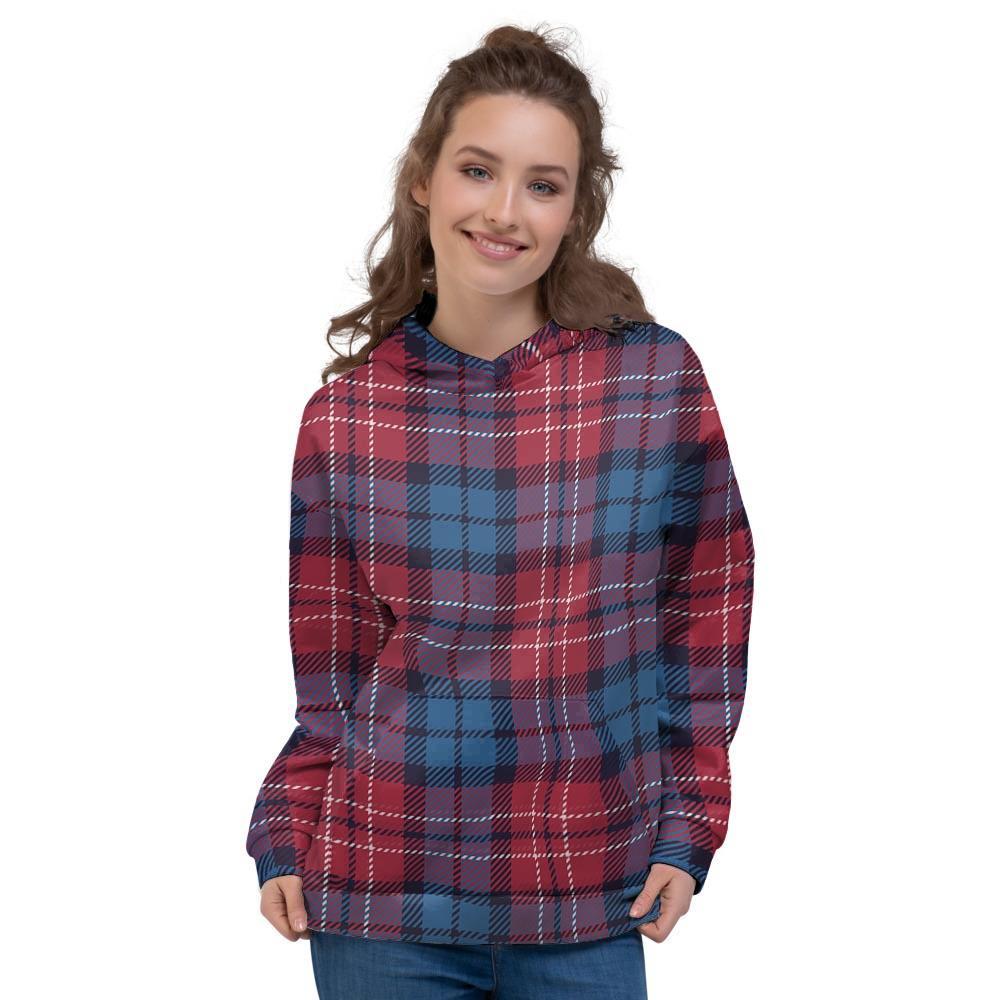 Red And Blue Plaid Tartan Women's Hoodie-grizzshop