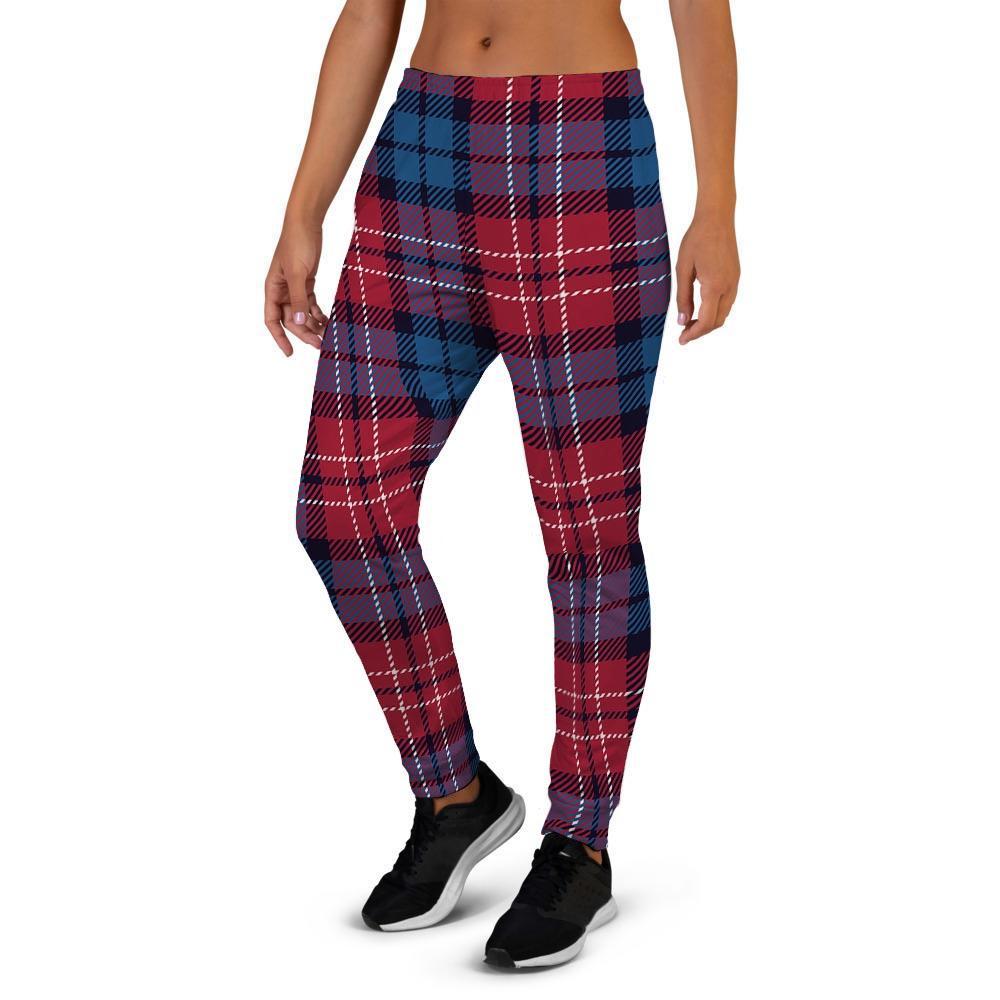 Red And Blue Plaid Tartan Women's Joggers-grizzshop