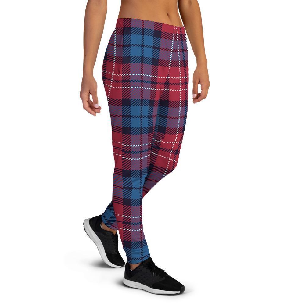 Red And Blue Plaid Tartan Women's Joggers-grizzshop