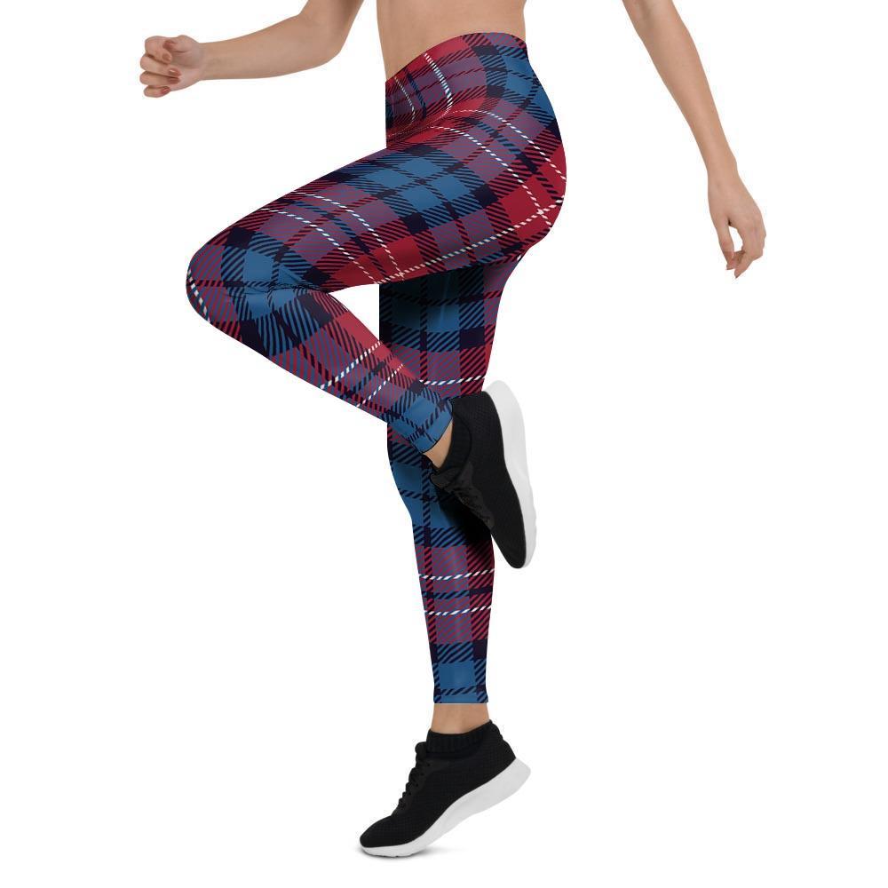 Red And Blue Plaid Tartan Women's Leggings-grizzshop