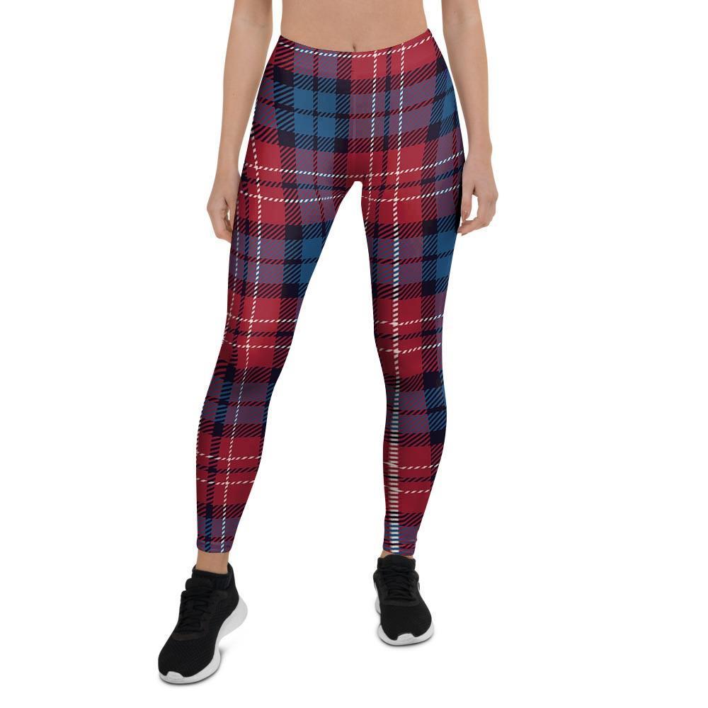 Red And Blue Plaid Tartan Women's Leggings-grizzshop