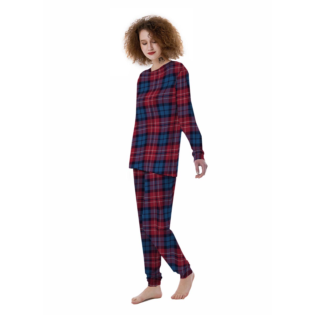 Red And Blue Plaid Tartan Women's Pajamas-grizzshop