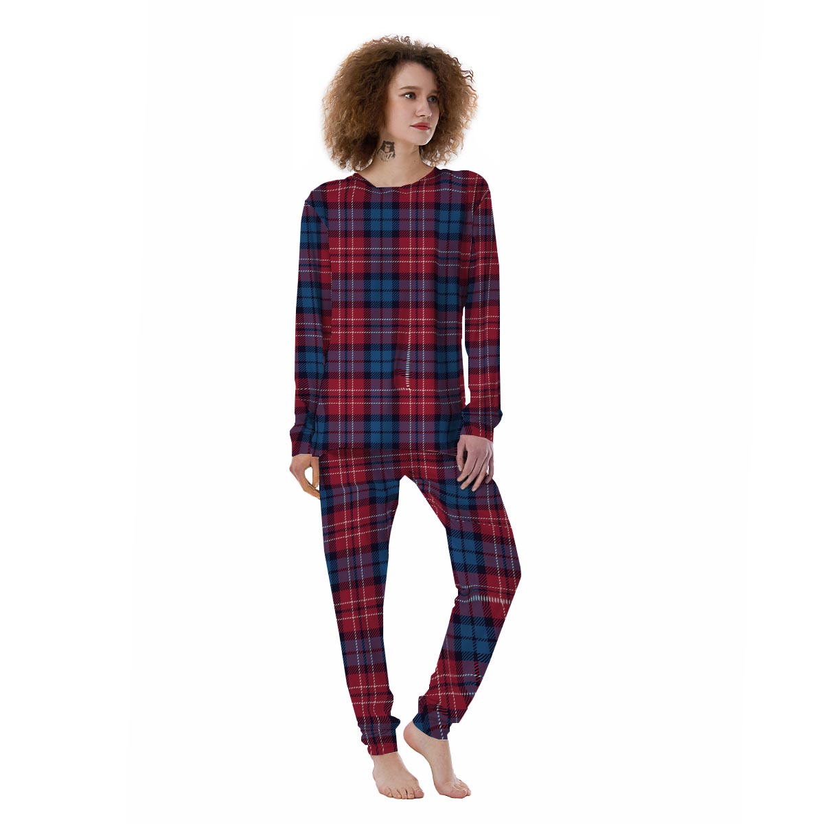 Red And Blue Plaid Tartan Women's Pajamas-grizzshop