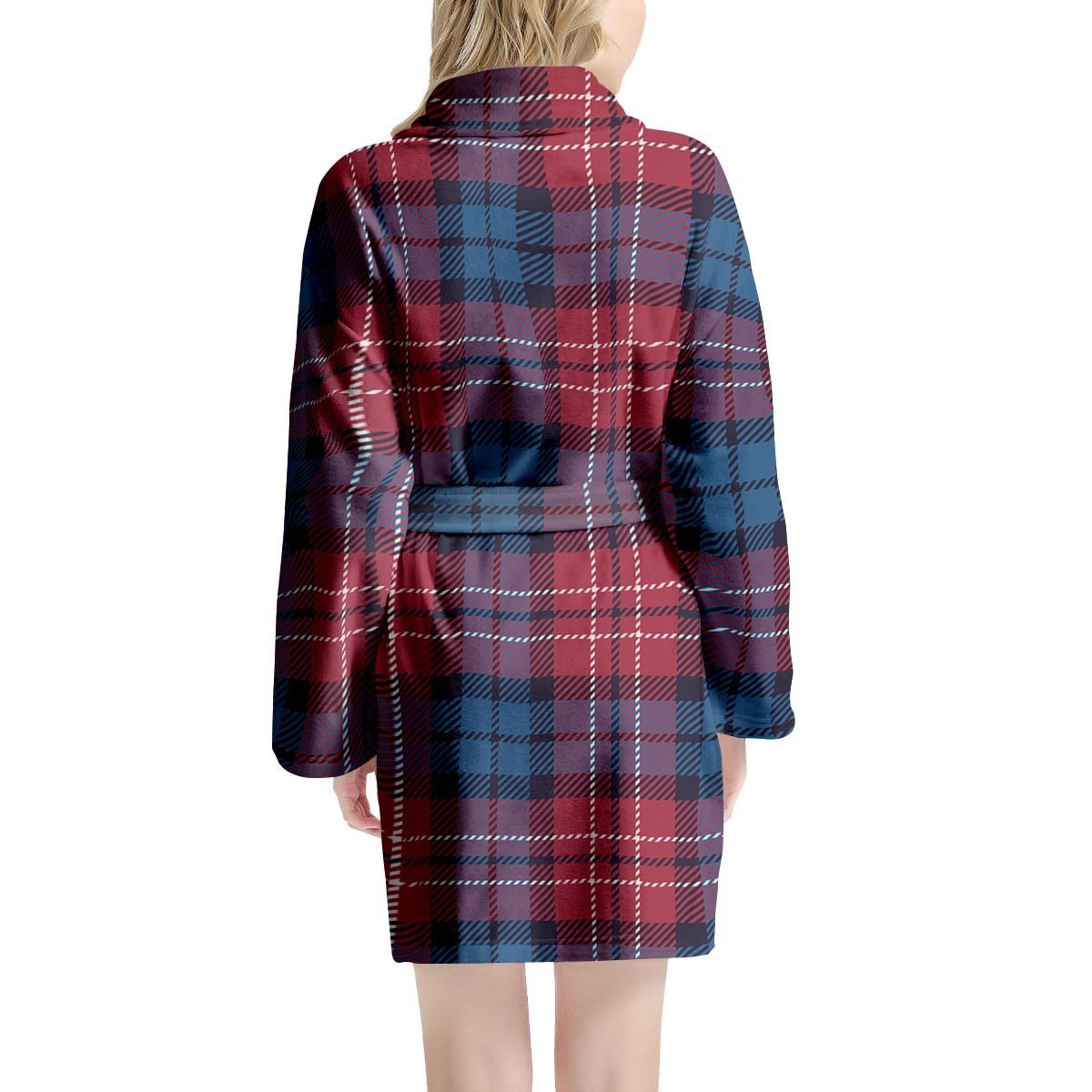 Red And Blue Plaid Tartan Women's Robe-grizzshop