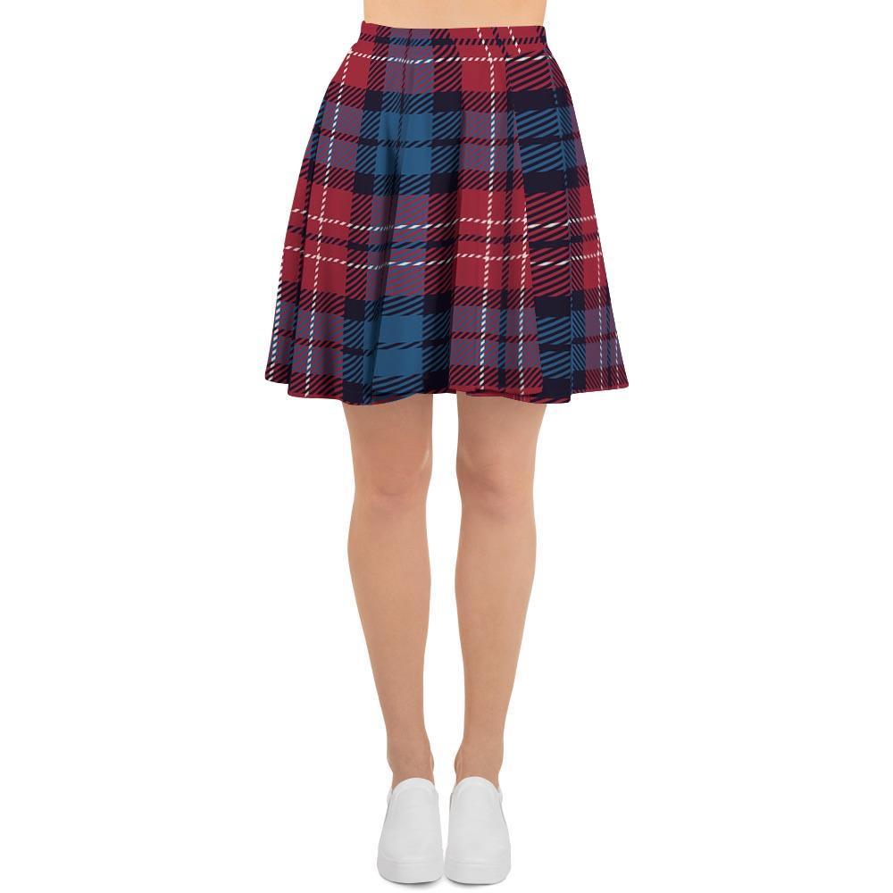 Red And Blue Plaid Tartan Women's Skirt-grizzshop